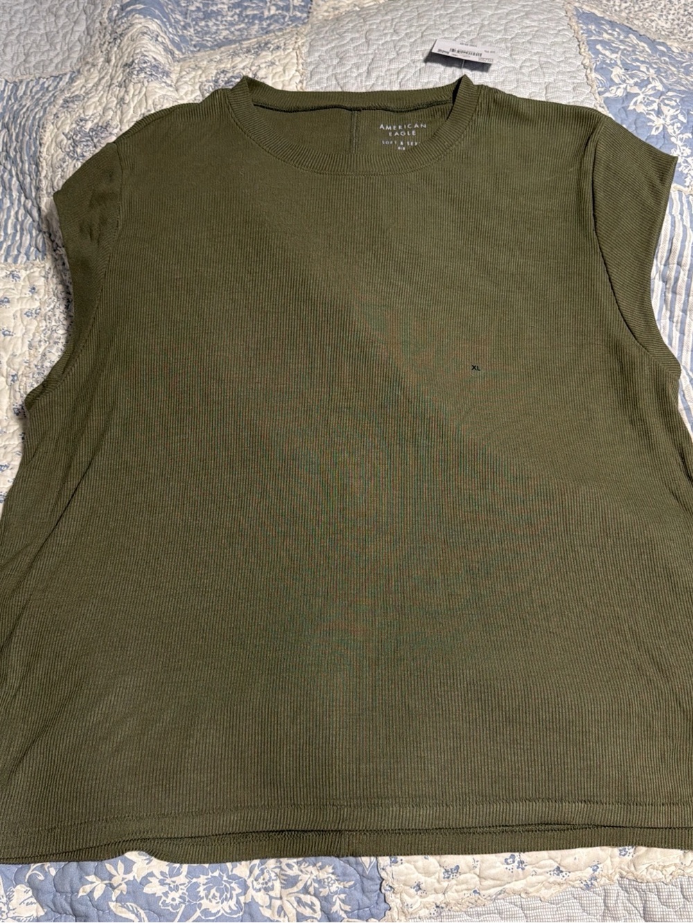 American Eagle Olive Green Ribbed Tank Top